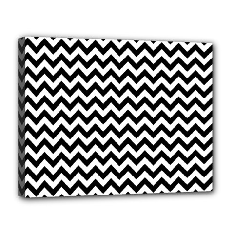 Black And White Zigzag Canvas 14  X 11  (framed) by Zandiepants