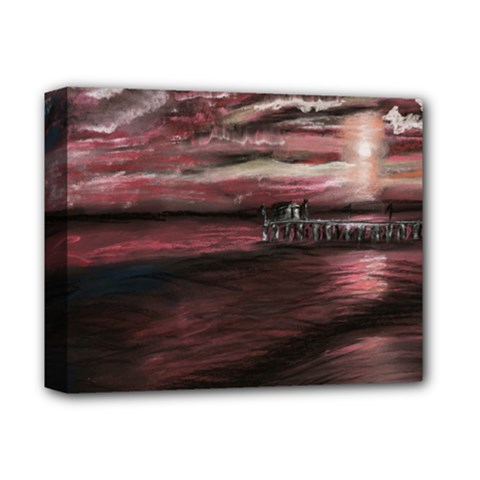 Pier At Midnight Deluxe Canvas 14  X 11  (framed) by TonyaButcher