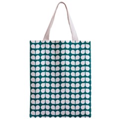 Teal And White Leaf Pattern Classic Tote Bag by GardenOfOphir
