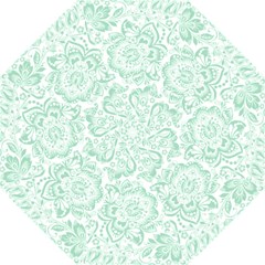 Mint Green And White Baroque Floral Pattern Straight Umbrellas by Dushan