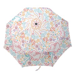 Cute Pastel Tones Elephant Pattern Folding Umbrellas by Dushan