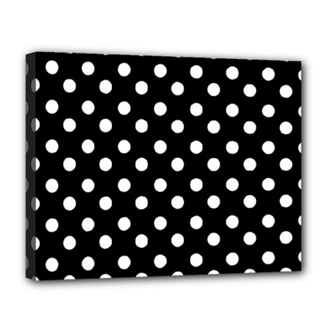 Black And White Polka Dots Canvas 14  X 11  by GardenOfOphir