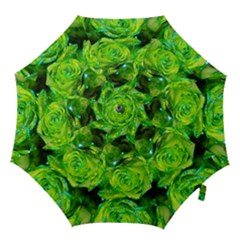 Festive Green Glitter Roses Valentine Love  Hook Handle Umbrellas (small) by yoursparklingshop