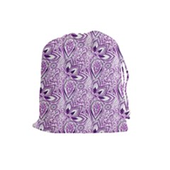 Purple Paisley Doodle Drawstring Pouches (large)  by KirstenStar