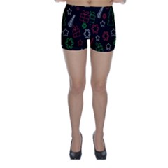 Green And  Red Xmas Pattern Skinny Shorts by Valentinaart