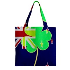 Irish Shamrock New Zealand Ireland Funny St Patrick Flag Zipper Grocery Tote Bag by yoursparklingshop