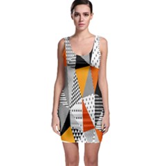 Contrast Hero Triangle Plaid Circle Wave Chevron Orange White Black Line Sleeveless Bodycon Dress by Alisyart
