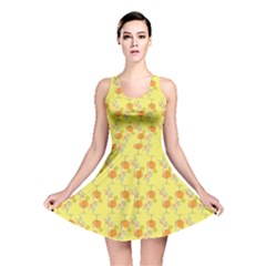 Yellow Pattern Tropical Cocktails Reversible Skater Dress by CoolDesigns