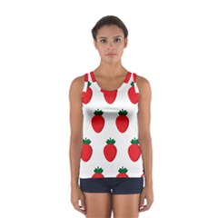 Fruit Strawberries Red Green Women s Sport Tank Top  by Mariart
