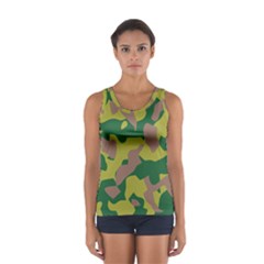 Camouflage Green Yellow Brown Women s Sport Tank Top  by Mariart