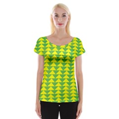 Arrow Triangle Green Yellow Women s Cap Sleeve Top by Mariart