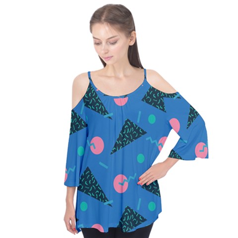 Seamless Triangle Circle Blue Waves Pink Flutter Tees by Mariart