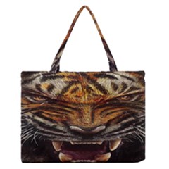Tiger Face Medium Zipper Tote Bag by BangZart