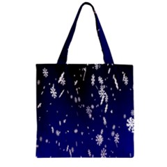 Blue Sky Christmas Snowflake Zipper Grocery Tote Bag by Mariart