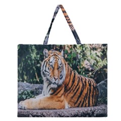 Animal Big Cat Safari Tiger Zipper Large Tote Bag by Celenk
