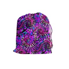 Purple Tie Dye Madness  Drawstring Pouches (large)  by KirstenStar