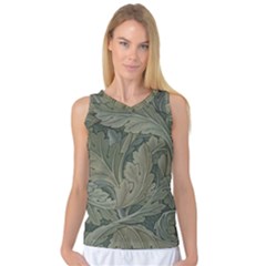 Vintage Background Green Leaves Women s Basketball Tank Top by Nexatart