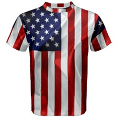 American Usa Flag Vertical Men s Cotton Tee by FunnyCow