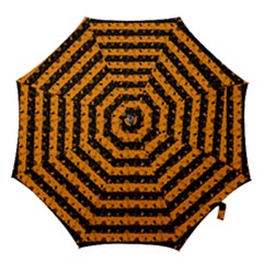 Pale Pumpkin Orange And Black Halloween Nightmare Stripes  Hook Handle Umbrellas (medium) by PodArtist