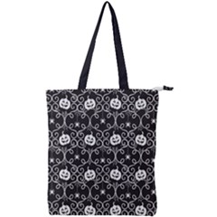 Pattern Pumpkin Spider Vintage Gothic Halloween Black And White Double Zip Up Tote Bag by genx