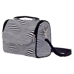 Retro Psychedelic Waves Pattern 80s Black And White Satchel Shoulder Bag by genx