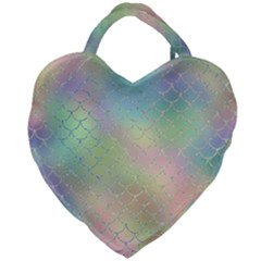 Pastel Mermaid Sparkles Giant Heart Shaped Tote by retrotoomoderndesigns