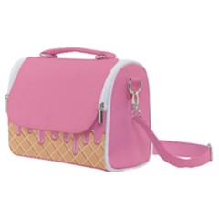 Ice Cream Pink Melting Background With Beige Cone Satchel Shoulder Bag by genx