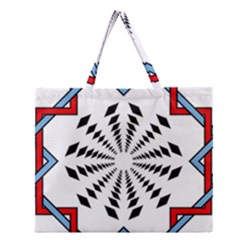 Star Illusion Mandala Zipper Large Tote Bag by HermanTelo