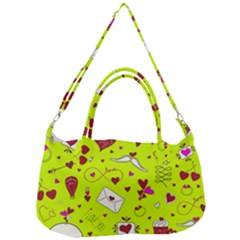 Valentin s Day Love Hearts Pattern Red Pink Green Removal Strap Handbag by EDDArt