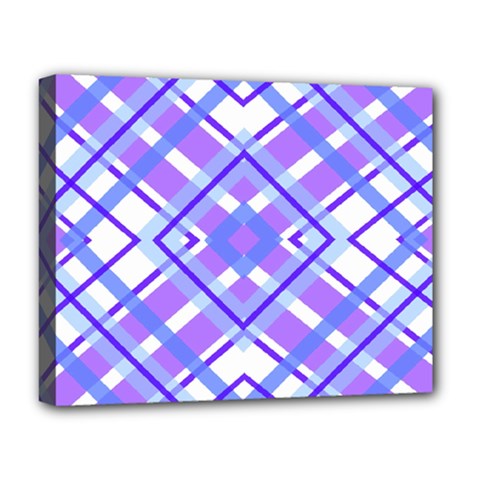 Geometric Plaid Purple Blue Deluxe Canvas 20  X 16  (stretched) by Mariart