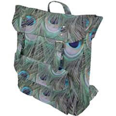Peacock Feather Pattern Plumage Buckle Up Backpack by Pakrebo