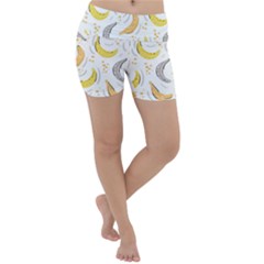 Seamless Stylish Pattern With Fresh Yellow Bananas Background Lightweight Velour Yoga Shorts by Wegoenart
