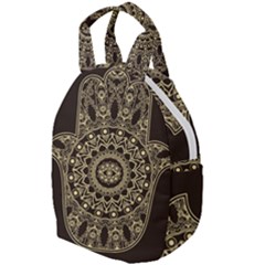 Hamsa Hand Drawn Symbol With Flower Decorative Pattern Travel Backpacks by Wegoenart