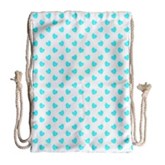 White Light Blue Hearts Pattern, Pastel Sky Blue Color Drawstring Bag (large) by Casemiro