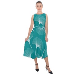 Whiteflowergreen Midi Tie-back Chiffon Dress by Dushan