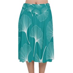 Whiteflowergreen Velvet Flared Midi Skirt by Dushan