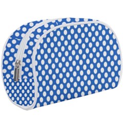 Pastel Blue, White Polka Dots Pattern, Retro, Classic Dotted Theme Makeup Case (large) by Casemiro