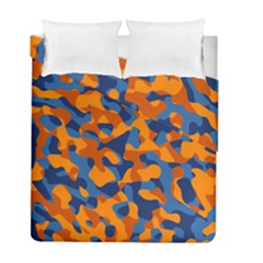 Blue And Orange Camouflage Pattern Duvet Cover Double Side (full/ Double Size) by SpinnyChairDesigns