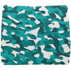 Teal And White Camouflage Pattern Seat Cushion by SpinnyChairDesigns