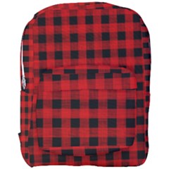 Grunge Red Black Buffalo Plaid Full Print Backpack by SpinnyChairDesigns
