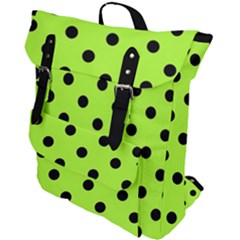 Large Black Polka Dots On Chartreuse Green - Buckle Up Backpack by FashionLane