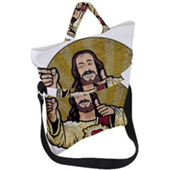 Buddy Christ Fold Over Handle Tote Bag by Valentinaart