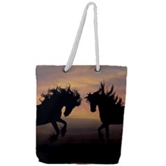 Evening Horses Full Print Rope Handle Tote (large) by LW323