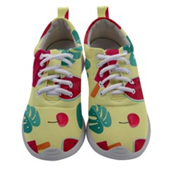 Watermelon Leaves Cherry Background Pattern Athletic Shoes by nate14shop