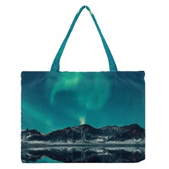 Blue And Green Sky And Mountain Zipper Medium Tote Bag by Jancukart