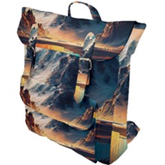Abstract Color Colorful Mountain Ocean Sea Buckle Up Backpack by Pakemis