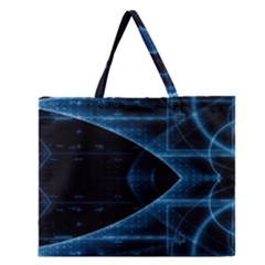Technology Digital Business Polygon Geometric Zipper Large Tote Bag by Ravend