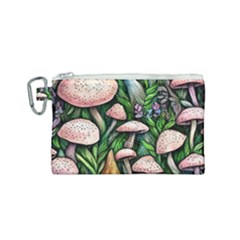 Flowery Garden Nature Woodsy Mushroom Canvas Cosmetic Bag (small) by GardenOfOphir