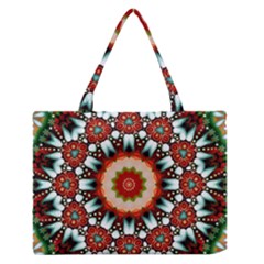 Kaleidoscope Floral Pattern Rosette Zipper Medium Tote Bag by Jancukart