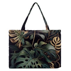Tropical Leaves Leaf Foliage Monstera Nature Home Zipper Medium Tote Bag by Jancukart